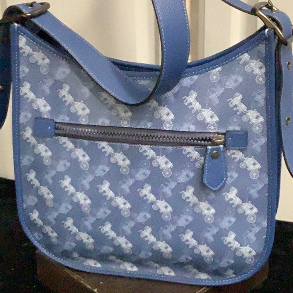 Brand New Blue Coach Emery Crossbody W/ Horse And Carriage Print (MSRP $395) - Picture 1 of 7